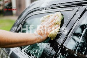 car washing gently with hands