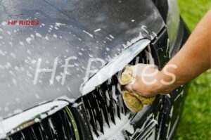 car washing with the clean towel 